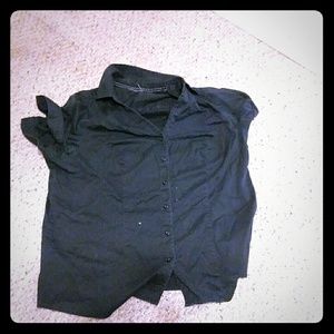 Womens Black Collared Shirt